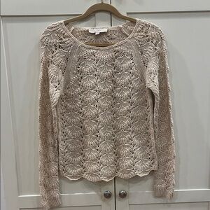 Ecru Crochet Sweater; Small, NWOT